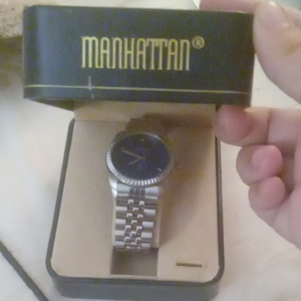 Manhattan Croton Silver and Black Men's Watch